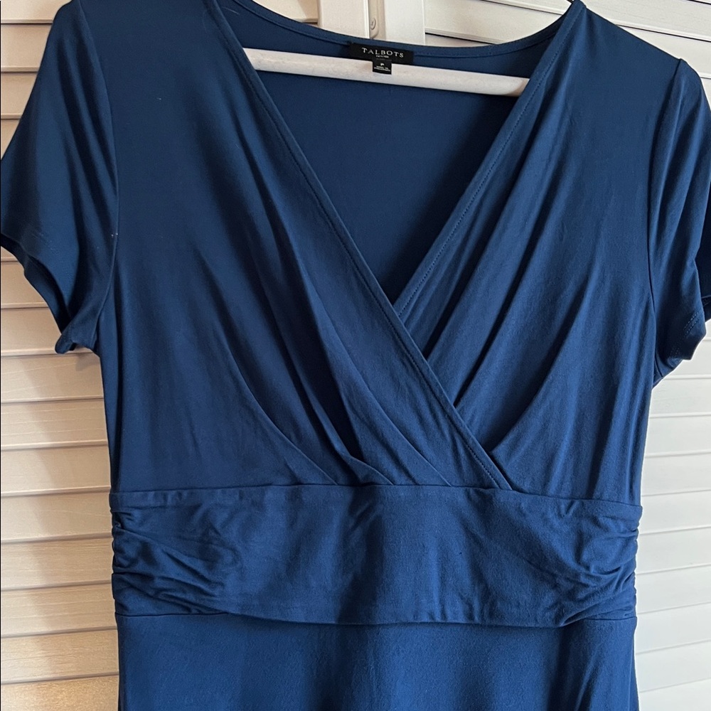 Talbots Deep Blue V-Neck Dress. Stretch casual